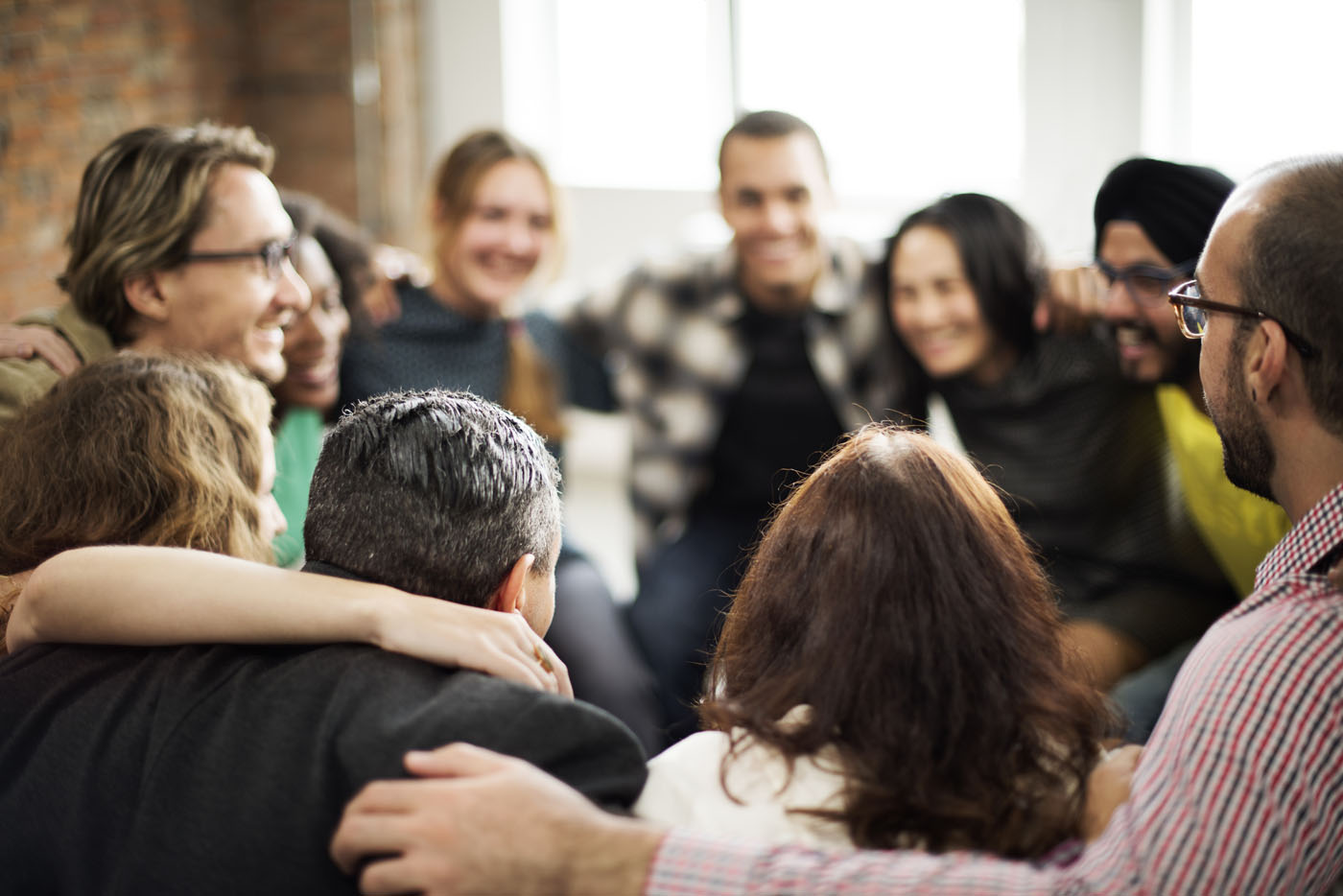 Class group huddle photo